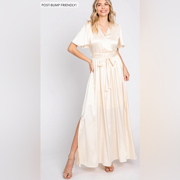 Pinkblush satin faux wrap maxi dress nwot - Picture 4 of 5